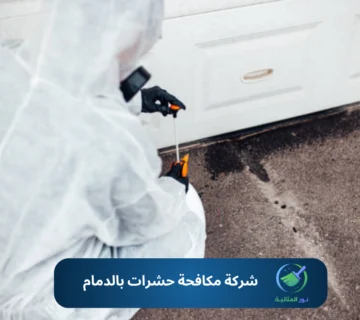 فريق عمل مؤسسة نور المثالية أثناء رش المبيدات في الدمام باستخدام أجهزة حديثة وآمنة