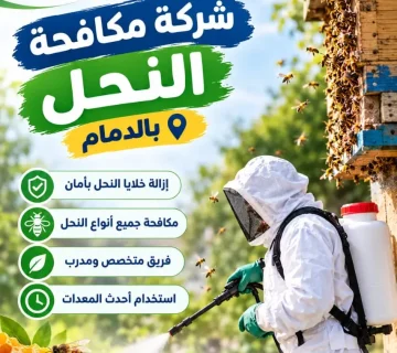 إعلان شركة نور المثالية لمكافحة النحل بالدمام وإزالة خلايا النحل بأمان مع فريق متخصص واستخدام أحدث المعدات 